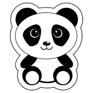 Cute Begging Panda Sticker (Black)